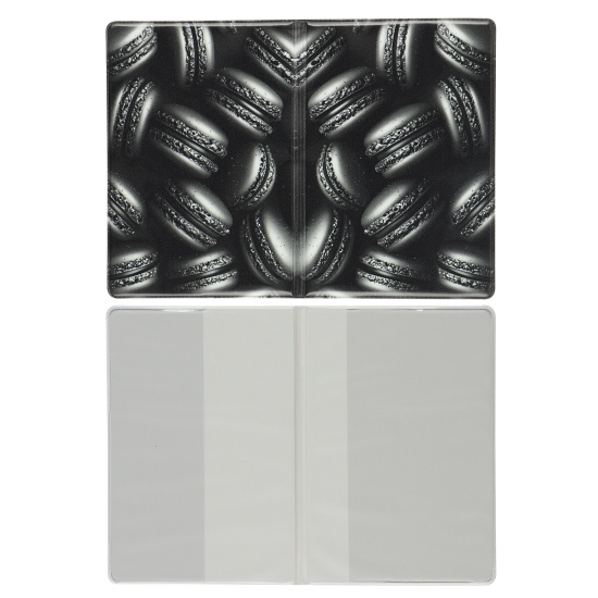 Обложка  для паспорта, ПВХ, цвет черный, КОКОС, Black macaroons, 252164