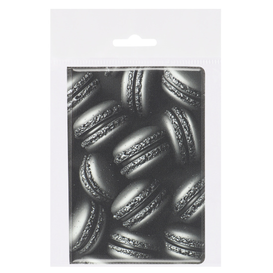 Обложка  для паспорта, ПВХ, цвет черный, КОКОС, Black macaroons, 252164