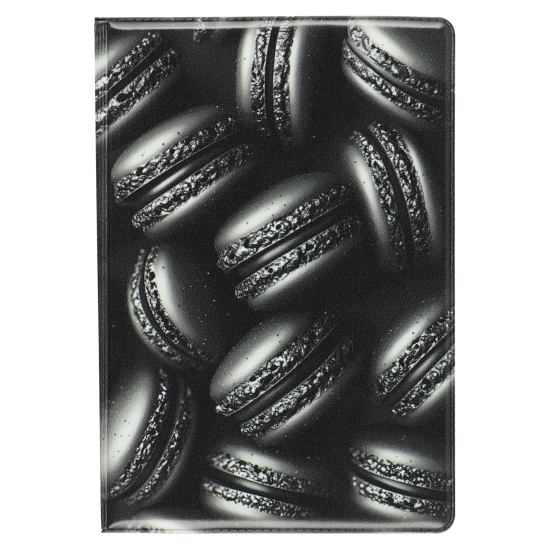 Обложка  для паспорта, ПВХ, цвет черный, КОКОС, Black macaroons, 252164