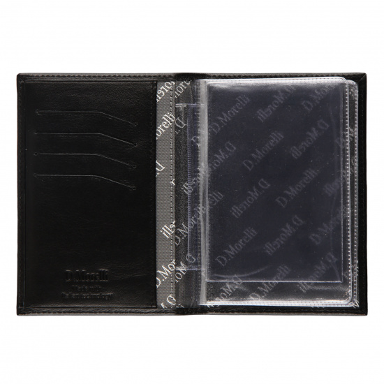 Обложка для автодокументов натуральная кожа, 2 открытых кармана, цвет черный Domenico Morelli Black-3 DM-B001-K01-F