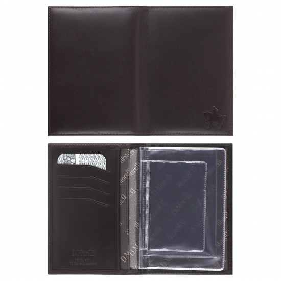 Обложка для автодокументов натуральная кожа, 2 открытых кармана, цвет коричневый Domenico Morelli Brown-2 DM-B001-K02-C
