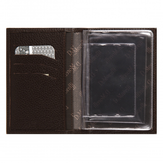 Обложка для автодокументов натуральная кожа, 1 открытый карман, цвет коричневый Domenico Morelli DM-B001-F002