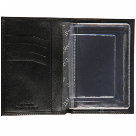 Обложка для автодокументов натуральная кожа, 2 открытых кармана, цвет черный Domenico Morelli Black DM-B002-K001