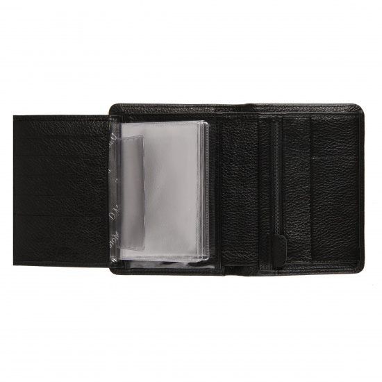 Обложка для автодокументов натуральная кожа, 4 открытых, 1 закрытый карман на молнии, цвет черный Domenico Morelli Вудроу DM-OD12-FE01
