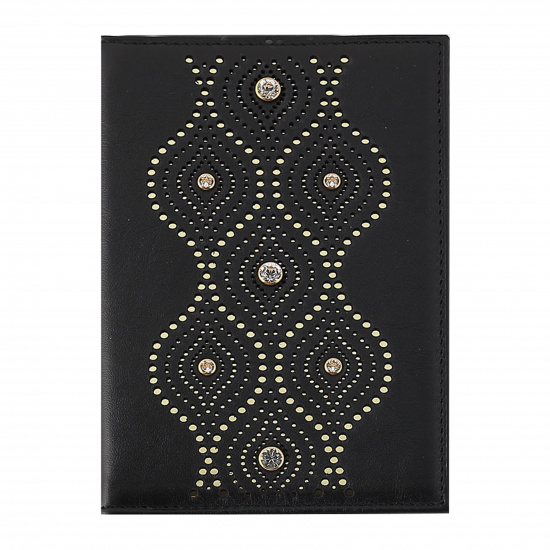 Обложка для автодокументов натуральная кожа, 1 открытый карман, цвет черный Borasco Орнамент-1 Орнамент BR-OD01-K01-LS1