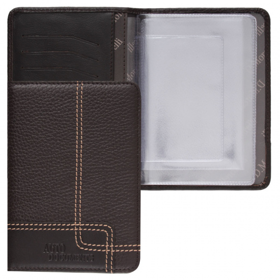 Обложка для автодокументов натуральная кожа, 1 открытый карман, цвет коричневый Domenico Morelli Floter kross DM-B001-K032