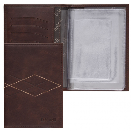 Обложка для автодокументов натуральная кожа, 1 открытый карман, цвет коричневый Domenico Morelli DM-B001-K022