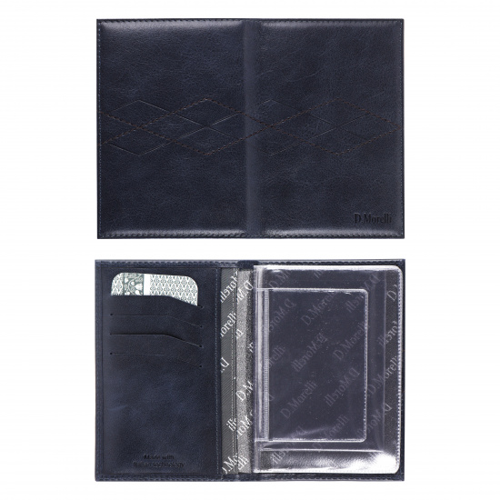 Обложка для автодокументов натуральная кожа, 1 открытый карман, цвет синий Domenico Morelli Бонд Domenico Morelli DM-B001-K038