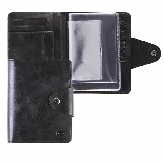 Обложка для автодокументов натуральная кожа, 2 открытых кармана, карман с защитой Rfid,, цвет черный Domenico Morelli FR-ODO08-D1rF