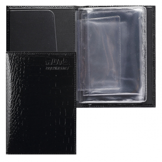 Обложка для автодокументов натуральная кожа, 2 открытых кармана, черный Domenico Morelli Domenico Morelli FT-BS01-KR01