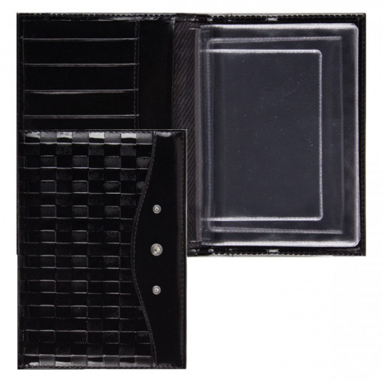 Обложка для автодокументов кожа Elisir Botega 10*14 с отделом д/карт тиснение кристаллы BV3-269 черная