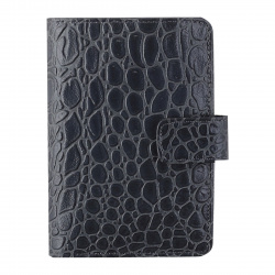 Обложка для автодокументов кожа Grand Croco Nile 9*13 с отделом д/карт тиснение отстрочка на кнопке 02-033-3210 серая