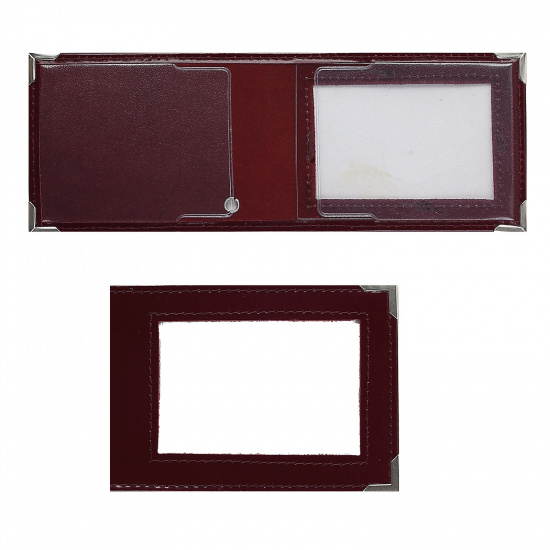 Обложка для удостоверения натуральная кожа, 80*105 мм, цвет бордовый Имидж Шик 2,70-209