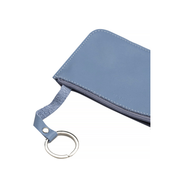 Ключница для женщин натуральная кожа, 8*15 см, на молнии, цвет синий Fabula KL.56.CN
