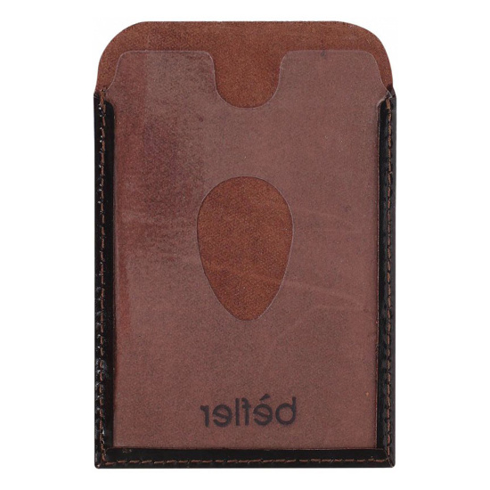 Картхолдер на 1 визитку, натуральная кожа, 70*100мм, цвет коричневый Футляр для удостоверения Befler F.20.-01.brown