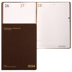 Ежедневник датированный 2024 год, А4+, интегральная, кожзам, 120 листов, цвет коричневый Шеврет глос Escalada 63716