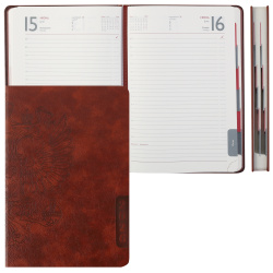 Ежедневник, датированный 2026 год, А5, твердый картон 7Бц, кожзам, 176 листов, цвет коричневый, Наппа, Escalada, 70246