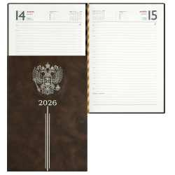 Ежедневник, датированный 2026 год, А5, твердый картон 7Бц, кожзам, 176 листов, цвет коричневый, Тиволи, Escalada, 70250