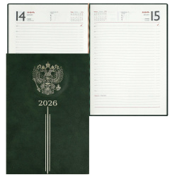 Ежедневник, датированный 2026 год, А5, твердый картон 7Бц, кожзам, 176 листов, цвет зеленый, Тиволи, Escalada, 70252
