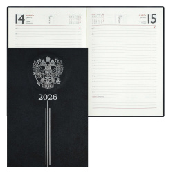 Ежедневник, датированный 2026 год, А5, твердый картон 7Бц, кожзам, 176 листов, цвет черный, Тиволи, Escalada, 70249