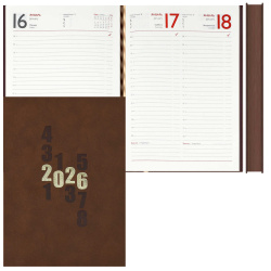 Ежедневник, датированный 2026 год, А5, интегральная, искусственная замша, 176 листов, цвет коричневый, Escalada, 70266