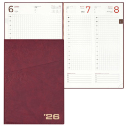 Ежедневник, датированный 2026 год, А5 (175*245 мм), интегральная, кожзам, 176 листов, цвет бордовый, Шеврет, Escalada, 70210