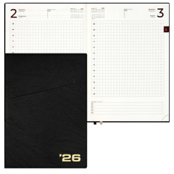 Ежедневник, датированный 2026 год, А5 (175*245 мм), интегральная, кожзам, 176 листов, цвет черный, Шеврет, Escalada, 70208