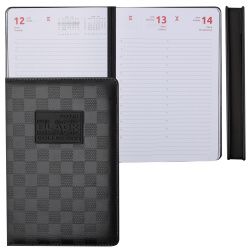 Ежедневник, датированный 2026 год, А5, твердый картон 7Бц, кожзам, поролон, 168 листов, цвет черный, TOTAL BLACK, deVENTE, 2232683