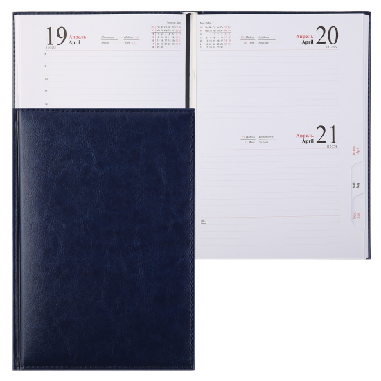 Ежедневник датированный 2024 год, А5, твердый картон 7Бц, кожзам, поролон, 168 листов, цвет синий Venice Planograf C0363-331