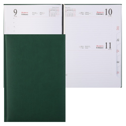 Ежедневник датированный 2024 год, А5, твердый картон 7Бц, кожзам, поролон, 168 листов, цвет зеленый Sorrento Planograf C0363-318