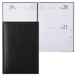 Ежедневник датированный 2024 год, А5, твердый картон 7Бц, кожзам, поролон, 168 листов, цвет черный Sorrento Planograf C0363-323