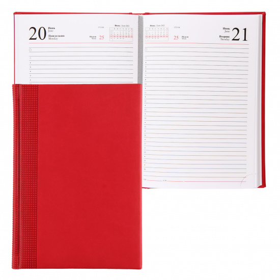 Ежедневник датированный 2022 год, А5, 176 листов, книжный переплет, цвет красный Velvet Portobello 2022172511-060/PrP