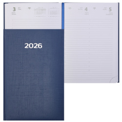 Ежедневник, датированный 2026 год, А5, твердый картон 7Бц, балакрон, поролон, 168 листов, цвет синий, Lancaster, Attomex, 2332655