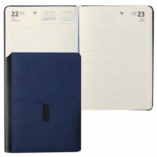 Ежедневник датированный 2022 год, А5, 176 листов, книжный переплет, цвет синий Brighton deVENTE 2032162