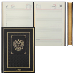 Ежедневник А5 дат 2026г тв обл 7Бц к/з поролон 176л FIORENZO Символика тонир 2ляссе перф зол срез тисн фольг блинт 213345 черный