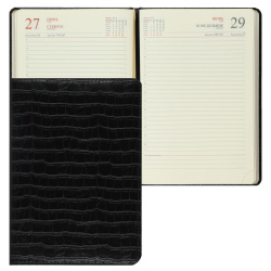 Ежедневник, датированный 2026 год, А5, твердый картон 7Бц, кожзам, поролон, 176 листов, цвет черный, Croco, FIORENZO, 213349