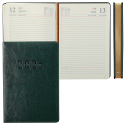Ежедневник, датированный 2026 год, А5, твердый картон 7Бц, кожзам, поролон, 176 листов, цвет зеленый, Basic, FIORENZO, 253061