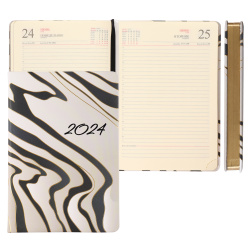 Ежедневник датированный 2024 год, А5, твердый картон 7Бц, кожзам, поролон, 176 листов, цвет серый Animal Print FIORENZO 231270