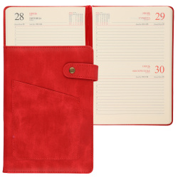 Ежедневник датированный 2024 год, А5, твердый картон 7Бц, кожзам, поролон, 176 листов, цвет красный Soft FIORENZO 231276