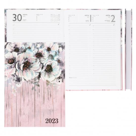 Ежедневник датированный 2023 год, А5, твердый картон 7Бц, 160 листов, цвет розовый Нежные цветы Феникс 62359