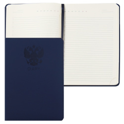 Ежедневник, недатированный, А5, твердый картон 7Бц, кожзам, поролон, 160 листов, цвет синий, Emblem, deVENTE, 2234405
