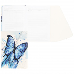 Ежедневник недатированный, А5, твердый картон 7Бц, кожзам, 160 листов, цвет с рисунком Бабочка Escalada 57542