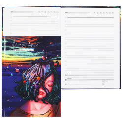 Ежедневник недатированный, А5, 80 листов, склейка, цвет с рисунком Прекрасная мечтательница Проф-Пресс 80-8222
