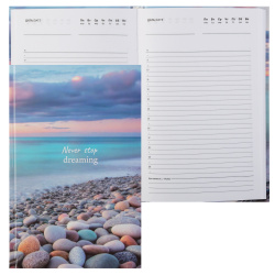 Ежедневник, недатированный, А5, твердый картон 7Бц, 128 листов, цвет с рисунком, Морской прибой, FIORENZO, 253143