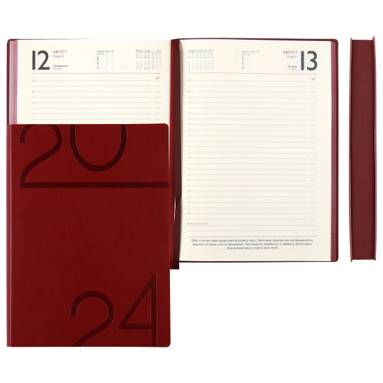 Ежедневник датированный 2024 год, В6, интегральная, кожзам, 176 листов, цвет сливовый Гоутскин Escalada 63815