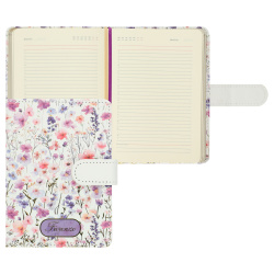 Ежедневник А6 н/д тв обл 7Бц к/з 168л FIORENZO Цветочное очарование тонир 2ляссе отстроч зол срез тисн фольг на магните, карм 253054 с рисунком