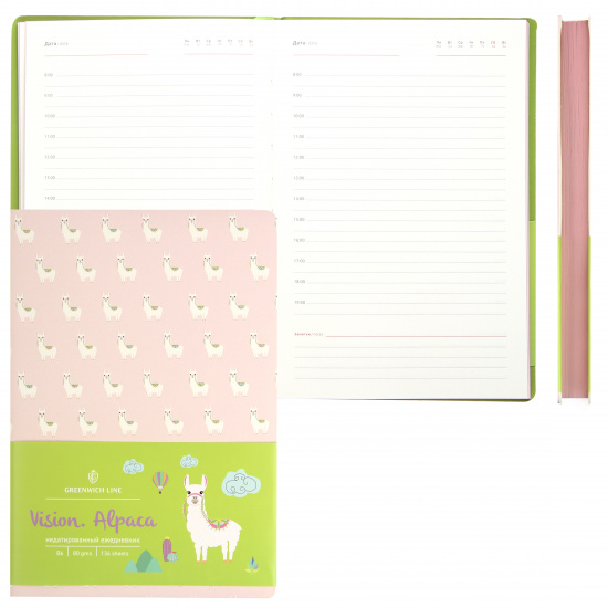 Ежедневник недатированный, В6, 136 листов, цвет розовый Alpaca Greenwich Line ENB6-18693