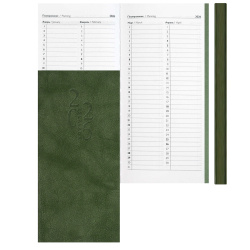 Еженедельник (планинг), Тиволи глосс, датированный 2026 год, А6, 80*165 мм, интегральная, кожзам, 64 листа, хаки, Escalada, 70374