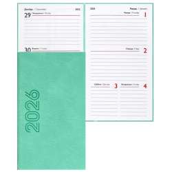 Еженедельник (планинг), Лозанж, датированный 2026 год, А6, 85*145 мм, твердый картон 7Бц, кожзам, 64 листа, мятный, Escalada, 70362