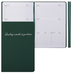Еженедельник (планинг), Simply (Просто), недатированный, А5, 140*200 мм, твердый картон 7Бц, кожзам, 73 листа, зеленый, FIORENZO, 253096